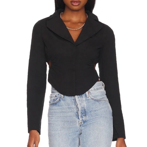 REVOLVE Tops - Revolve more to come black button down crop collar shirt with cut out sides SZ S